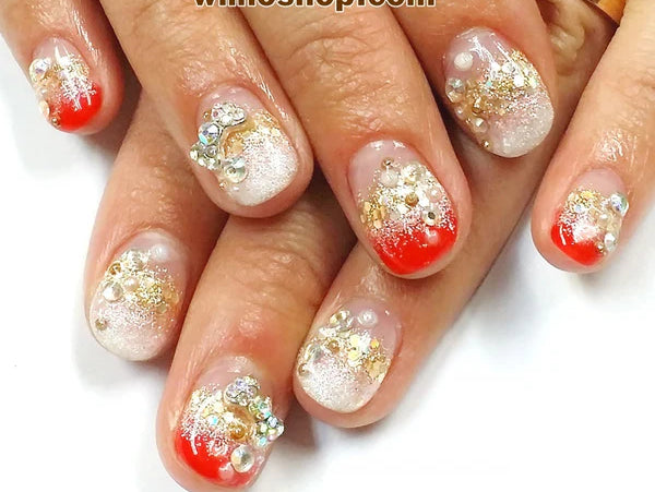 Red Glitter Gradient Nails