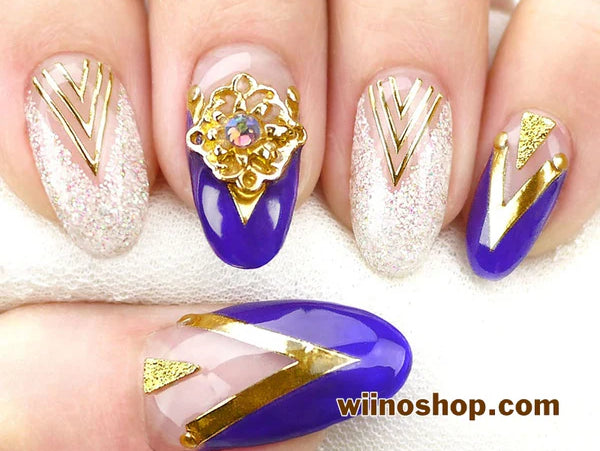 Purple Gold Nails
