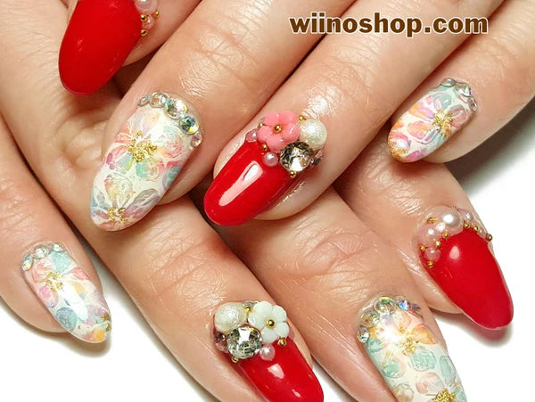 Colorful Floral Pattern Nails