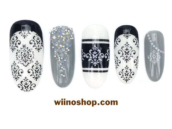 Black & White Damask Nails