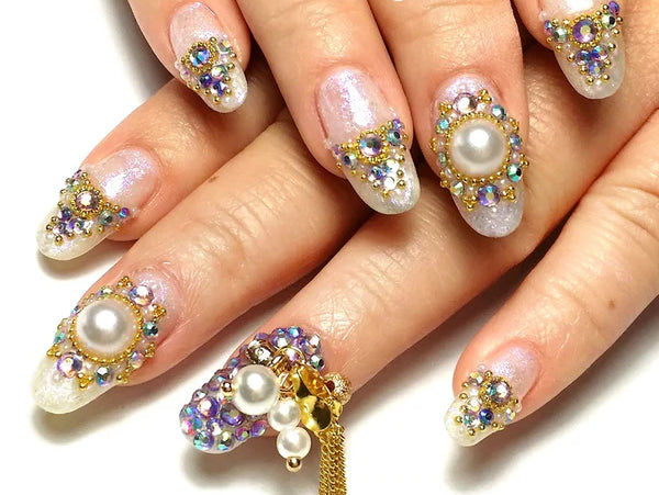 Pearl Dangle Charm Nails