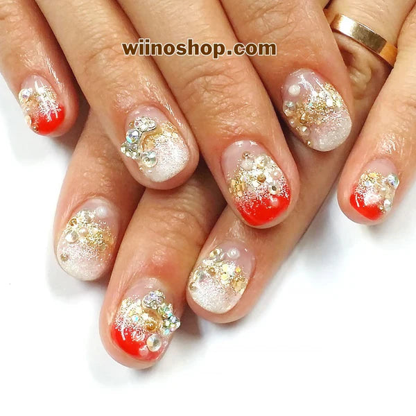 Red Glitter Gradient Nails