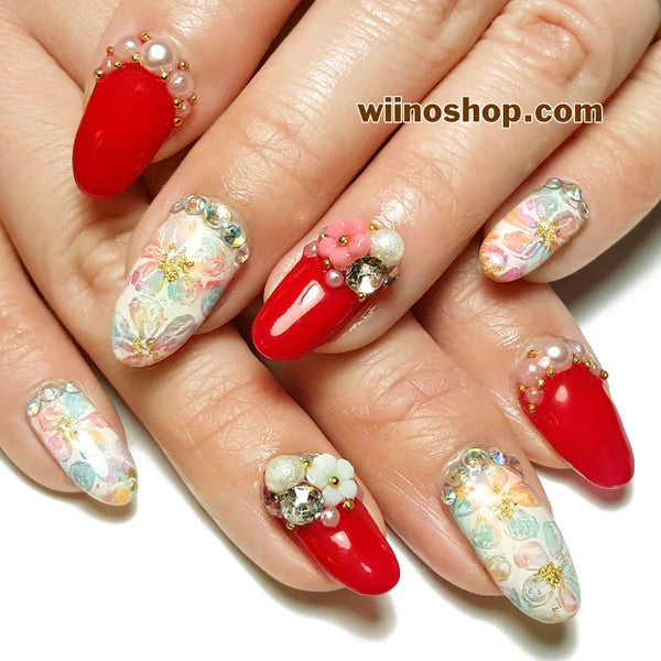 Colorful Floral Pattern Nails