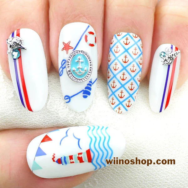 Summer Nautical Nails
