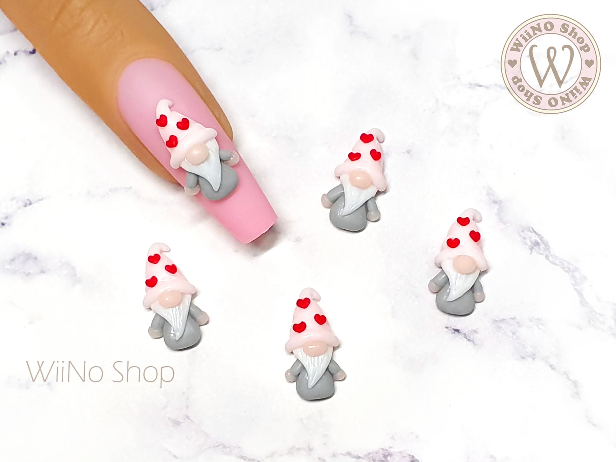 Valentine Gnome 3D Handmade Nail Art Charm - 2 pcs – WiiNo Shop
