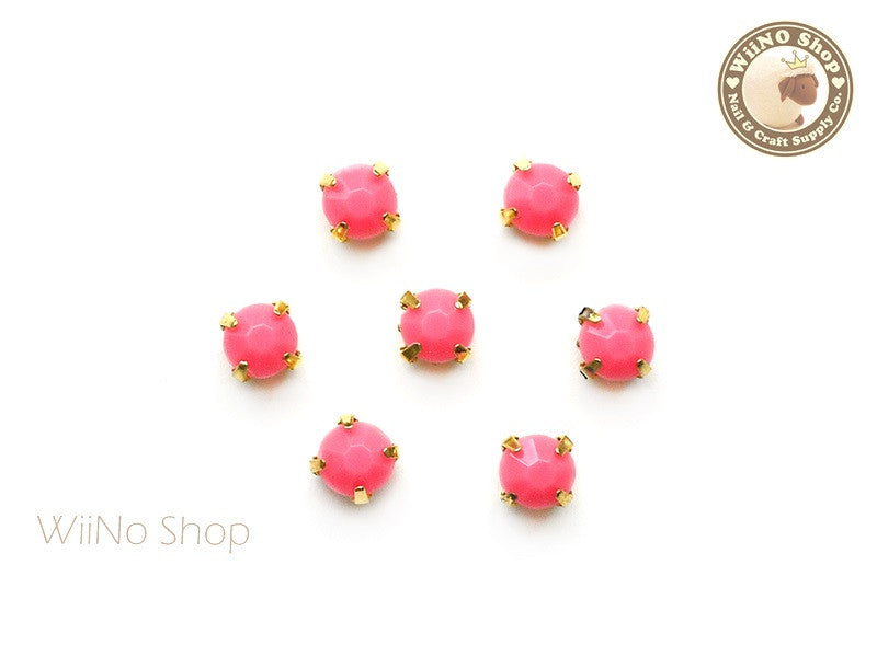5mm Rose Pink Round Acrylic Rhinestone with Setting - 5 pcs – WiiNo Shop